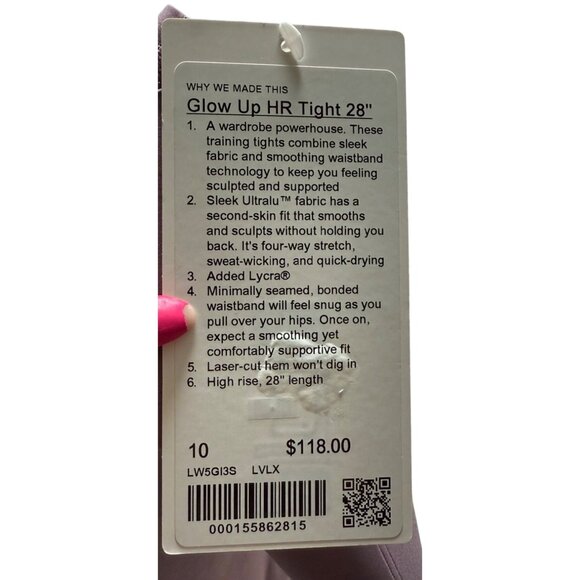 Lululemon Glow Up Super HR Tight 28 Inch Lavender Lux Women Size 10 W5GI3S - Picture 5 of 14